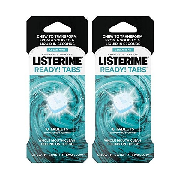 Listerine Ready Tabs Lot de 2 tablettes à mâcher saveur menthe propre 8 ct