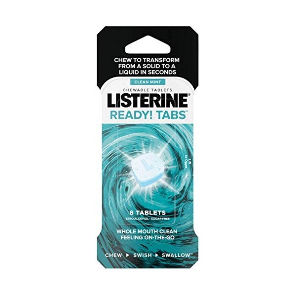 Listerine Ready Tabs Lot de 2 tablettes à mâcher saveur menthe propre 8 ct