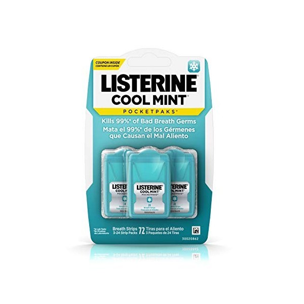 Listerine Pocketpaks Cool Mint Breath Strips, 72