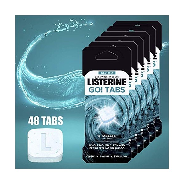 Johnsons Listerine Go ! Comprimés sans sucre au goût frais de menthe pour une haleine fraîche en déplacement