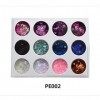 Lot de 12 boîtes de paillettes pour ongles en forme de papillon - Couleur or rose et argent PE-002