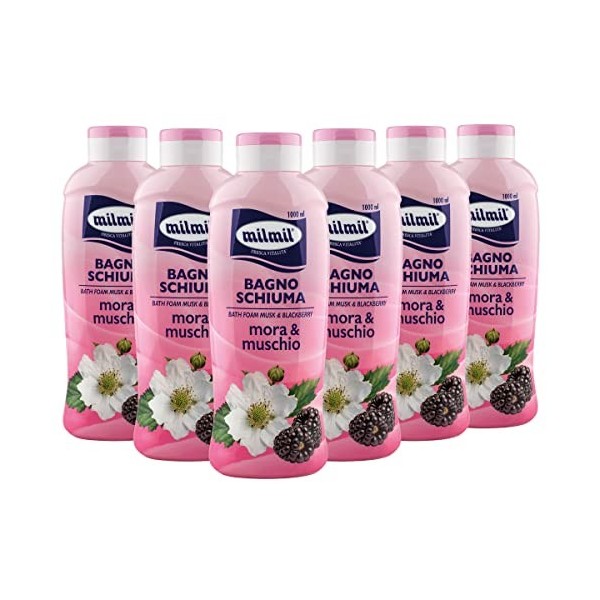 MILMIL Bain mousse mûre et mousse 1000 ml Lot de 6 pièces