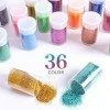 Extra Fine Glitter, Set of 36 Colors Nail Arts Cosmetic Glitter, Resin Crafts Loose Glitter Powder Shaker for Face Body Hair 