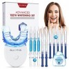 Kit Blanchiment Dentaire - Bledras Dents Blanches Professionnel avec 12 Gel Blanchiment, 3 Gel Apaisant, Plateau Dent- Soins 