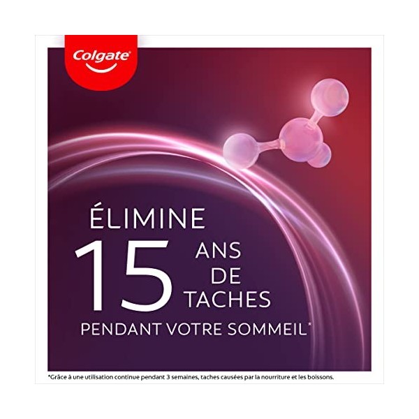 Colgate Max White Ultimate Sérum blancheur nuit 2,5 ml,gel blancheur qui élimine 15 ans de taches*, 35 utilisations, doux pou