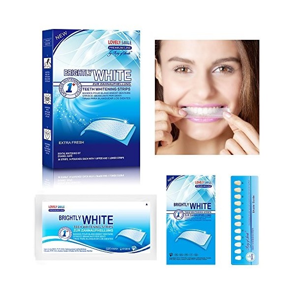 LOVELY SMILE Premium Line Bandes de Blanchiment des Dents - Blanchiment Dentaire | Sans peroxyde - Effet rapide - Sans danger