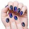 Faux ongles Galaxy Beauty - Faux ongles transparents caméléons - Motif flocons de paillettes - Effet brillant - 7 couleurs di