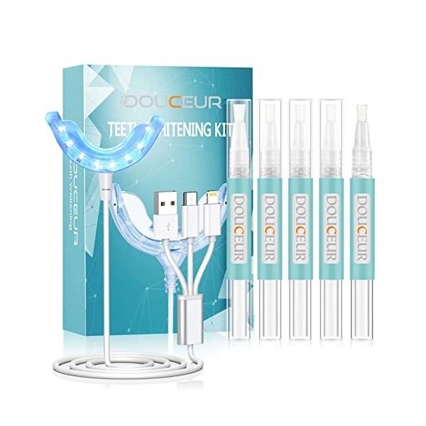 Kit Blanchiment Dentaire Blanchissement Dents - EOSVAP Teeth Whitening Kit Professionnel avec 16X LED Lampe de Blanchissant 5