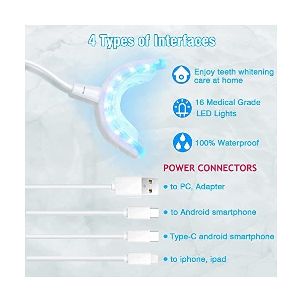 Kit Blanchiment Dentaire Blanchissement Dents - EOSVAP Teeth Whitening Kit Professionnel avec 16X LED Lampe de Blanchissant 5