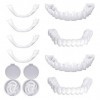 2 Paires Faux Dentier Sourire Parfait, Dent Provisoire Fausse Dent Dentier Amovible Haut et Bas, Facette Prothese Dentaire, F