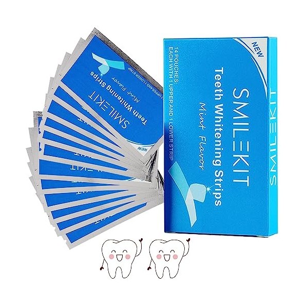 Jinpojun Blanchiment Dentaire, [28 Pièces] Bandes Blanchissantes Dents Kit, Bandes de Blanchiment Non Sensible Kit, Bright Wh