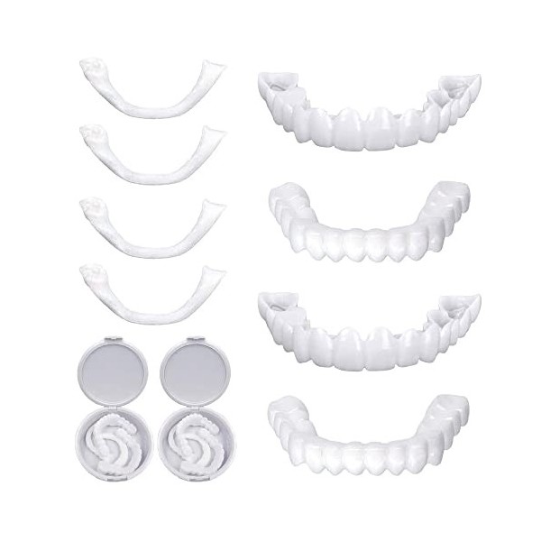 Dentier Provisoire, Xreuctop 2 Paires Faux Dentier Sourire Parfait avec  Pincettes, Dent Provisoire Fausse Dent Dentier Amovib