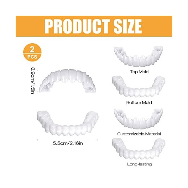 8 Fausses Dents Vampire / Zombie - Accessoire Déguisement Halloween, Farces Et Soirées Décalées - Taille Unique