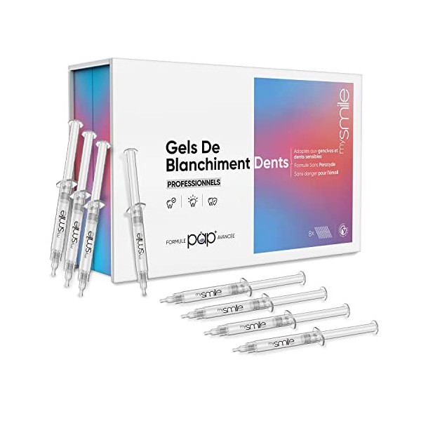 Gels Pour Blanchiment Des Dents, 8 x 3 ml Seringues, Formule Vegan Avec PAP Avancée et Sans Peroxyde - Recharge Pour Kit Blan