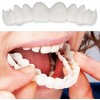 Ulat 4 PCS Silicone Dentier Haut et Bas Sourire Parfait pour Homme et Femme Amovible Naturel Fausse Dents Provisoire Facette 