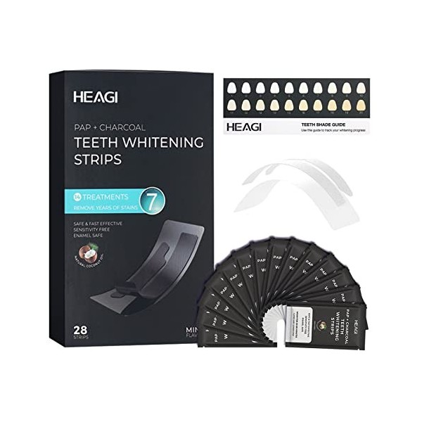 Bande Blanchiment Dentaire, 28 Teeth Whitening Strips à Lhuile de Coco et Au Charbon Actif pour une élimination sûre et Effi