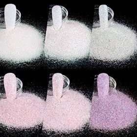 Laza Lot de 12 poudres de sel de mer pailletées holographiques effet sucre couleur bonbon pour nail art, décorations et loisi