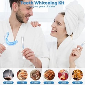 HIYAA Kit de blanchiment des dents 16 LED avec 3 stylos de recharge de gel de blanchiment des dents, plaque colorée, plateau 