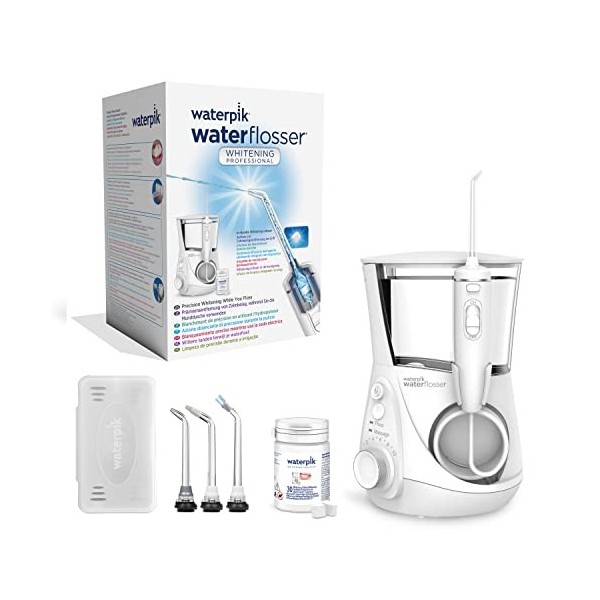 Waterpik Whitening Professional Water Flosser 1 mois de fourniture de comprimés de blanchiment – Édition blanche prise de 