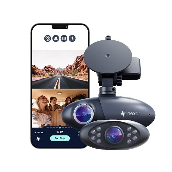 Nexar GPS Professionnel | Système de Double caméra de Tableau de Bord | Nouveau modèle 2021 | Carte SD Incluse | Enregistreme