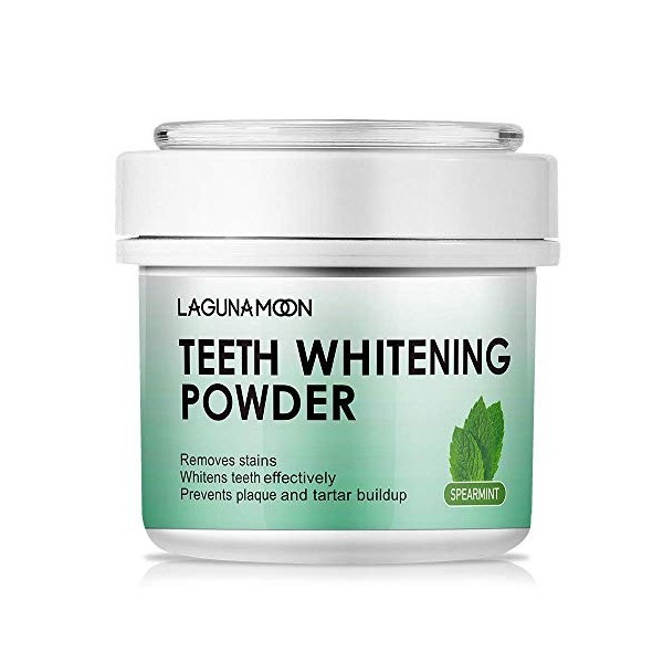 Poudre de blanchiment des dents, 50 g de saveur de menthe verte perlée brillante - Blanchiment naturel des dents, vernis à de