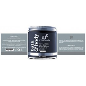 Artnaturals Blanchiment des dents Poudre de charbon de bois - 4 oz - Charbon activé pour un blanchiment naturel, non abrasif 