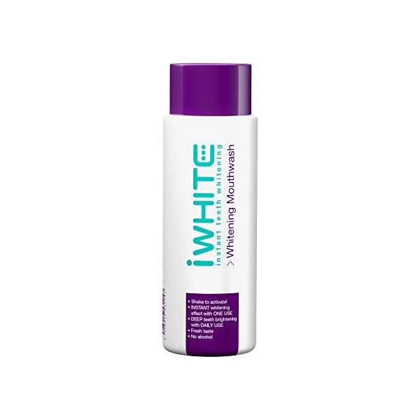 iWhite Bain de bouche au fluor, 500 ml – Blanchiment instantané – Nettoie, blanchit et renforce – Soin des gencives et traite