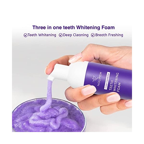 v34 Violet blanchiment des dents, élimination des taches dentaires, booster de blanchiment des dents, mousse de blanchiment d