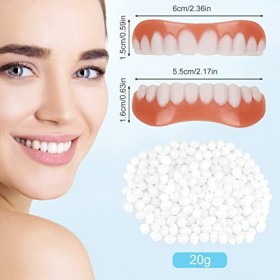 Lot de 2 paires de faux placages pour dents en haut et en bas - Placages instantanés - Blanchiment des dents temporaire - Ave