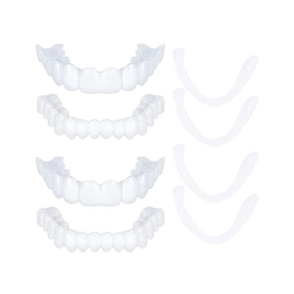 Lot de 2 paires dorthèses dentaires à placage instantané pour blanchiment des dents cosmétiques - Dents souriantes supérieur