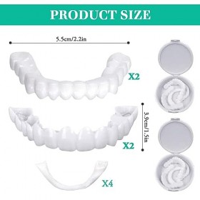 Hojalis 2 Paires Prothèse Dentaire, Dentier Sourire Parfait, Prothèses Instantanées, Facette Dentaire Haut Et Bas, Placages C