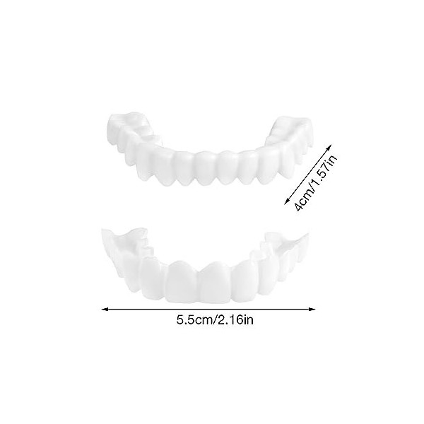 Dentier Sourire Parfait, TGKYK 1 Paire Dentier Provisoire, Dentier Amovible Haut et Bas avec Boîte de Rangement, Fausse Dent 