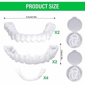 Naletie 2 Paires Prothèse Dentaire, Faux Dentier, Prothèses Instantanées, Facette Dentaire Haut et Bas, Prothèse Dentaire Cos