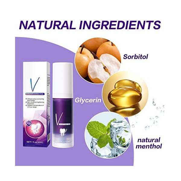 Dentifrice violet, mousse de blanchiment des dents, élimination des taches Blanchiment supplémentaire, Supprime les taches, D