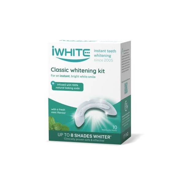 Kit de blanchiment des dents iWhite Classic 10 gouttières pré-remplies - Infusé avec du bicarbonate de soude 100% naturel pou