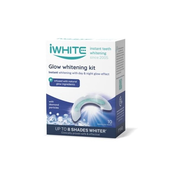 Kit de blanchiment des dents iWhite Glow 10 gouttières pré-remplies - Infusé avec des ingrédients naturels phosphorescents - 