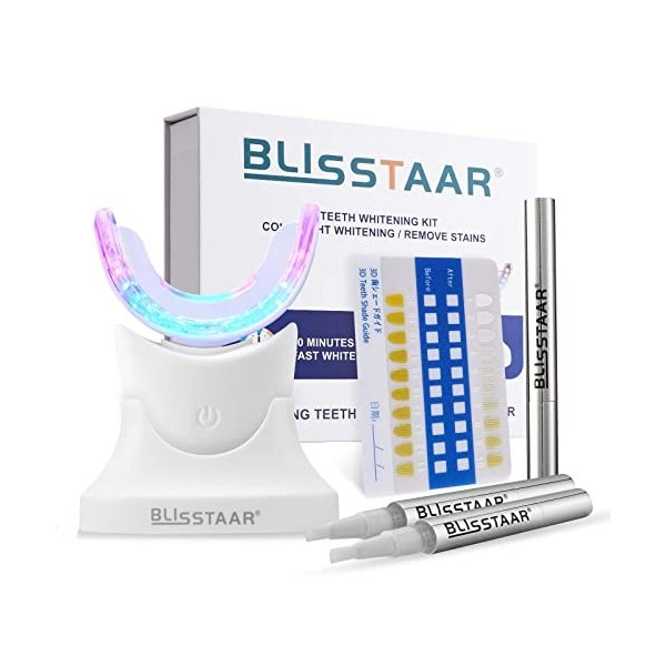 Kit Blanchiment Dentaire Blancheur Dents - Blisstaar Teeth Whitening Professionnel avec 32X LED Lampe de Blanchissement 3Pcs 