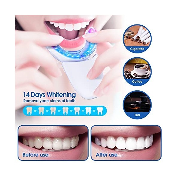 Kit Blanchiment Dentaire Blancheur Dents - Blisstaar Teeth Whitening Professionnel avec 32X LED Lampe de Blanchissement 3Pcs 