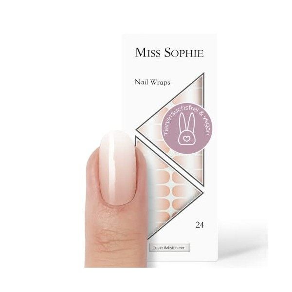 Miss Sophie Nail Wrap - "Nude Babyboomer", Dégradé, Babyboomer, Nude, Nail Wraps -24 nail wraps auto-adhésifs ultra-fins long