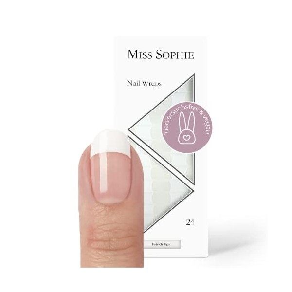 Miss Sophie Nail Wrap - "French Tip", Transparent, Blanc, Nail Wraps -24 nail wraps auto-adhésifs ultra-fins longue durée