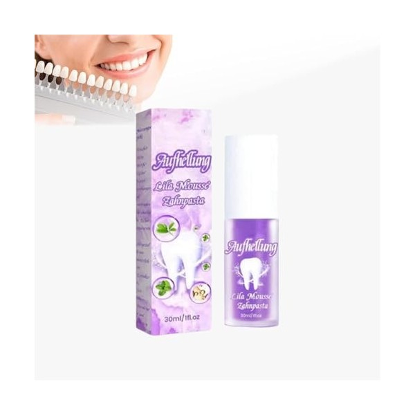 Dentifrice blanchissant pour les dents V34,Dentifrice violet blanchissant pour les dents,Dentifrice mousse blanchissant pour 