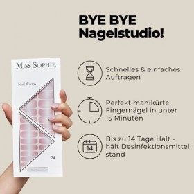 Miss Sophie Nail Wrap - "Rose Babyboomer", Dégradé, Babyboomer, Rose, Nail Wraps -24 nail wraps auto-adhésifs ultra-fins long