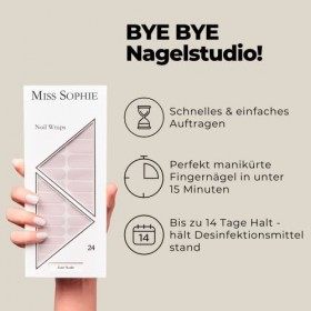 Miss Sophie Nail Wrap - "Ever Nude", Uni, Tons nude, Nail Wraps -24 nail wraps auto-adhésifs ultra-fins longue durée