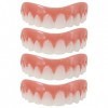 perfk Silicone Souriant Bretelles Supérieures Faux Dents Placages Cosmétique Couverture, Blanc, 4 PIÈCES