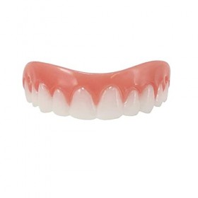perfk Silicone Souriant Bretelles Supérieures Faux Dents Placages Cosmétique Couverture, Blanc, 4 PIÈCES
