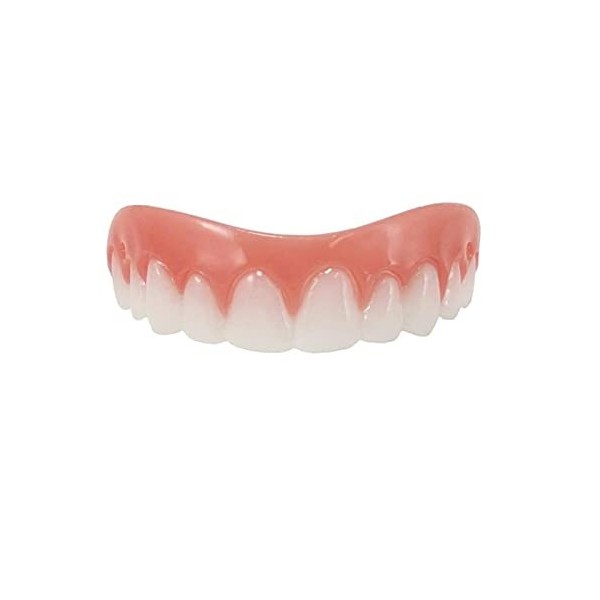 perfk Silicone Souriant Bretelles Supérieures Faux Dents Placages Cosmétique Couverture, Blanc, 4 PIÈCES