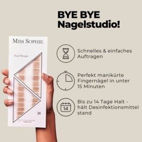 Miss Sophie Nail Wrap - "Golden Dust", Pailleté, Transparent, Or, Nail Wraps -24 nail wraps auto-adhésifs ultra-fins longue d