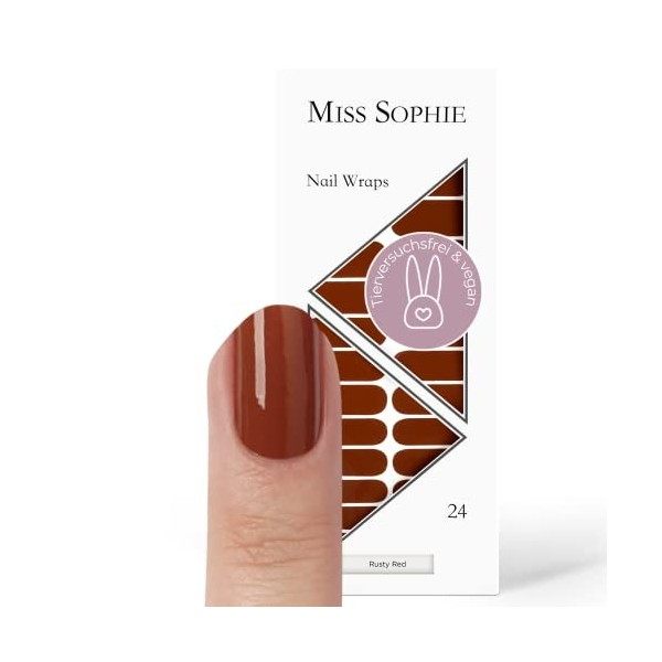 Miss Sophie Nail Wrap - "Rusty Red", Uni, Rouge, Nail Wraps -24 nail wraps auto-adhésifs ultra-fins longue durée