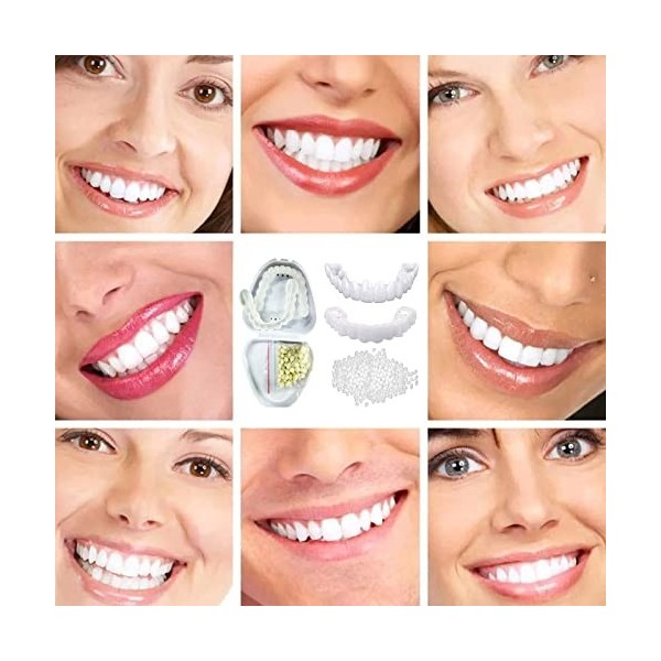 Brigtviee 2 Pièces Dentaire Cosmétique Facettes Dents, Prothèses Instantanées De Facettes Perles Thermiques en Silicone Proth