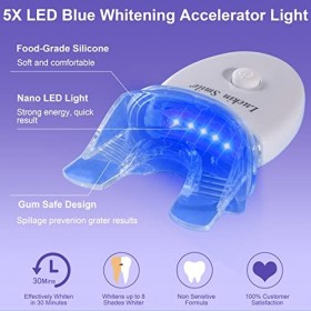 Kit Blanchiment Dentaire, Blanchiment Dentaire Professionnel avec 3 * 5ML Gel Blanchiment Dentaire et 5x LED Lumière, Dent Bl